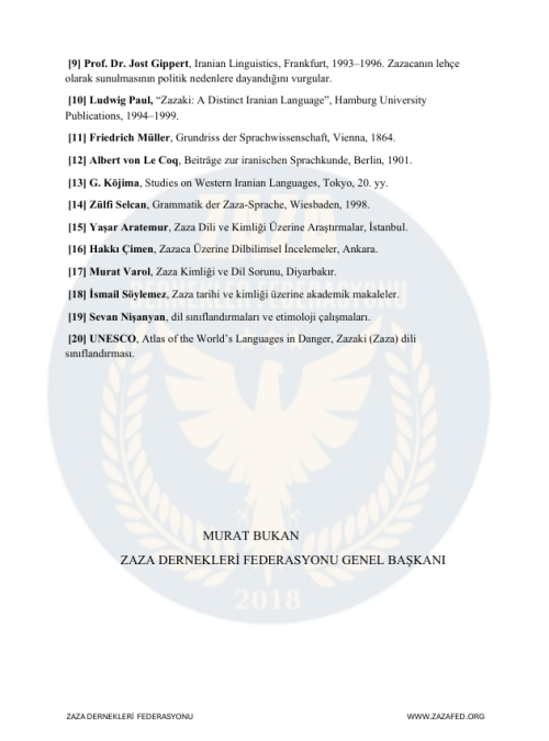 ZAZA DİLİNE İLİŞKİN BİLİMSEL VE AKADEMİK DEĞERLENDİRME RAPORU